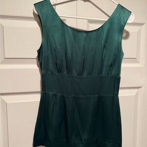 French Connection Emerald Green Satin Scoop Neck Tank